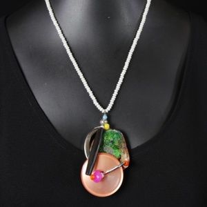 Jasper Horn Silver Necklace